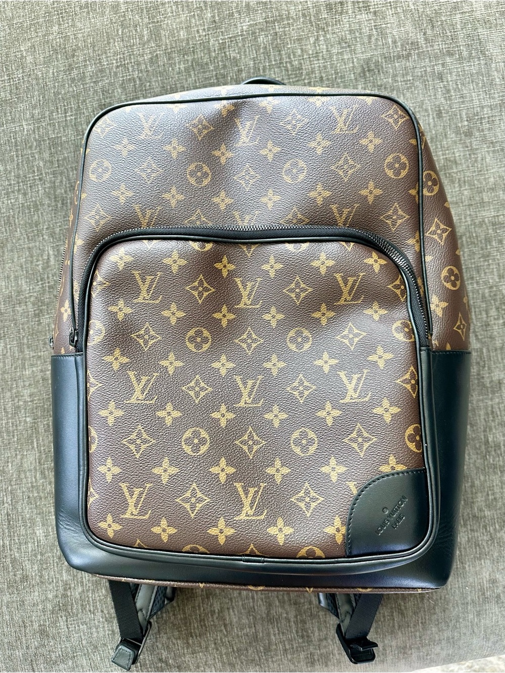 Louis Vuitton Brown Monogram Canvas Backpack with Black Trim